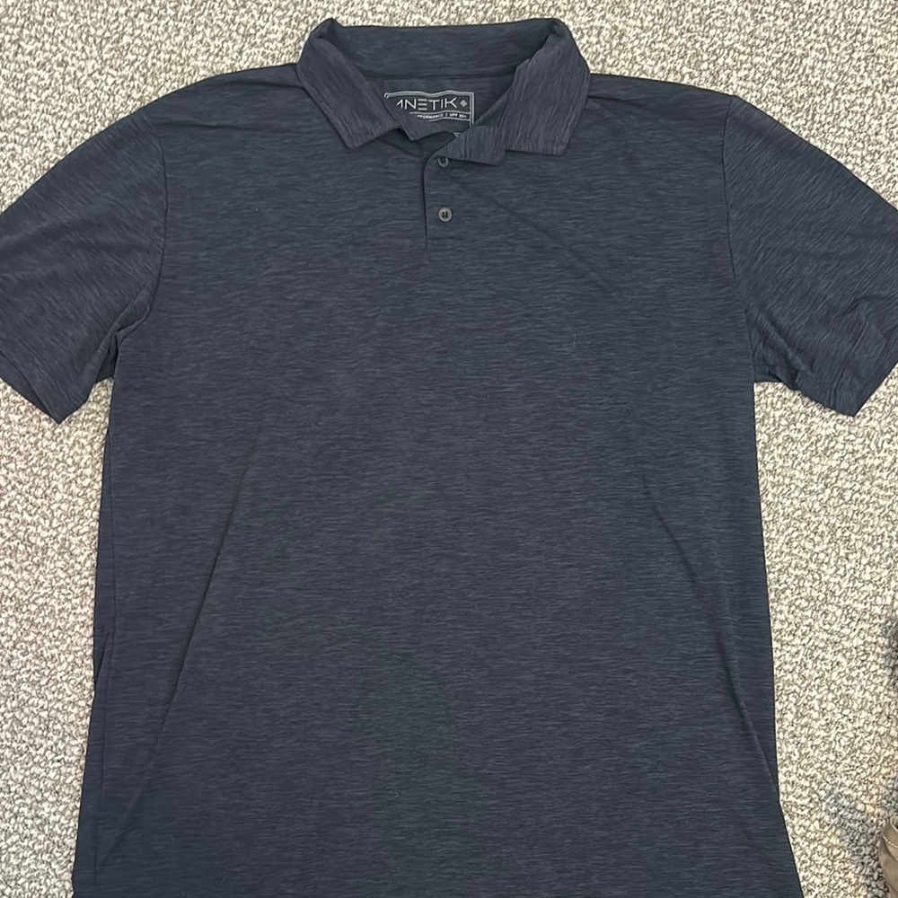 Anetik Men's Low Pro Tech Polo Shirt Heathered Navy UPF 30+ XL